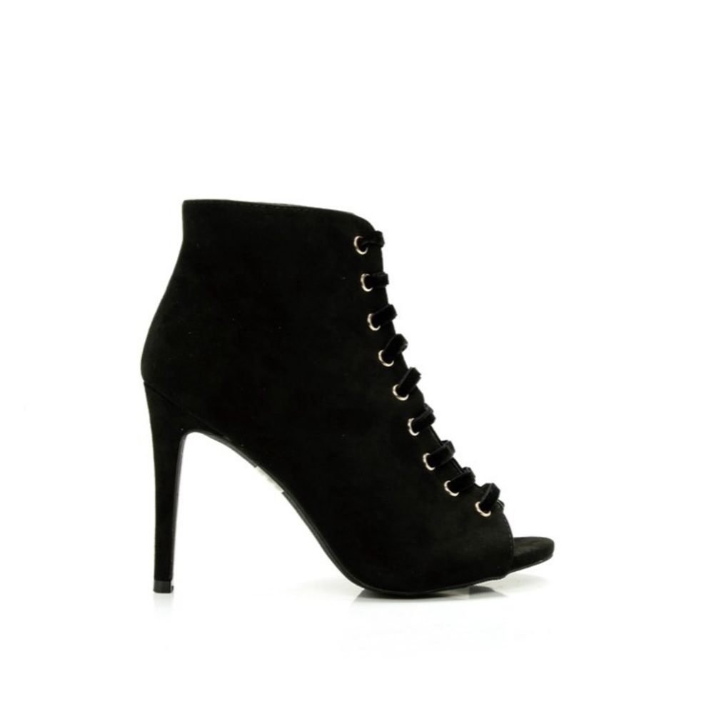 Black velvet booties